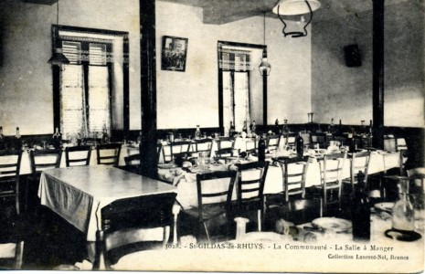 Carte ancienne, salle à manger vers 1930, Abbaye de Rhuys